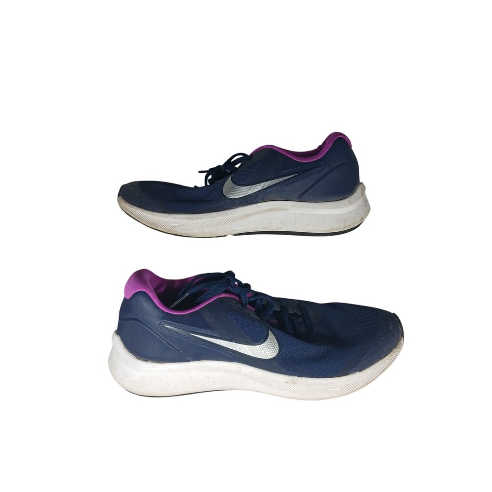 Nike Star Runner 3 6.5Y Navy Purple Silver Running Shoes Sporty Athletic